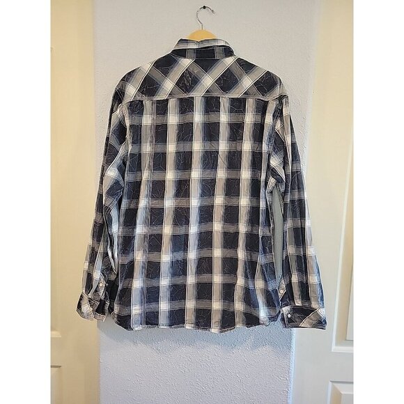 BKE Vintage Men’s 2XL Plaid Athletic Fit Pearl Snap Distressed Rock Western - Picture 6 of 7